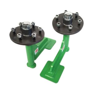 Pair of shipping container wheel mounts supplied with Landcruiser Hubs.