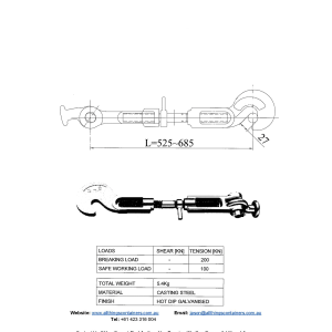 STE-008 Hook/Elephant foot Turnbuckle